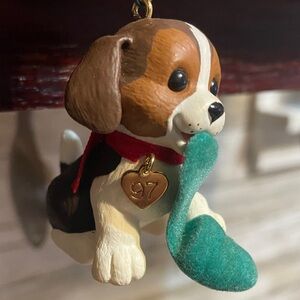 Hallmark Adorable Brown and White Dog Ornament 1997